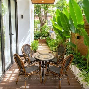 Bộ bàn ghế cafe ngoài trời bàn mặt đá BC03-D60M