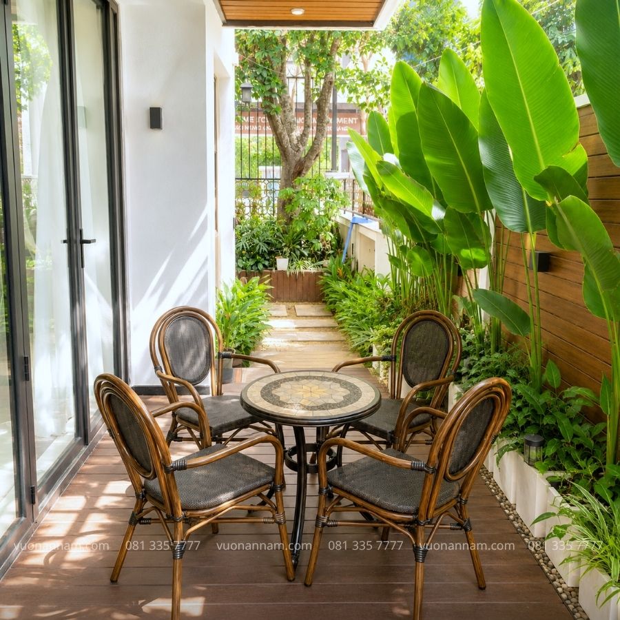Bộ bàn ghế cafe ngoài trời bàn mặt đá BC03-D60M