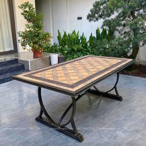 Bộ bàn ghế ngoài trời BC13-1.8CNM bàn chữ nhật mặt đá